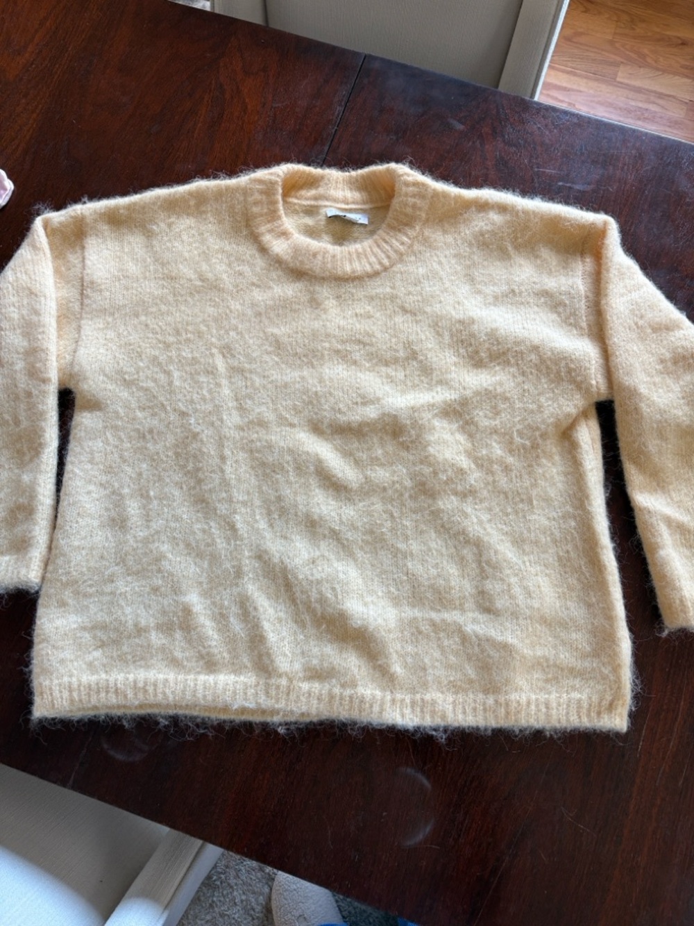 Topshop Cream Fuzzy Crewneck Sweater